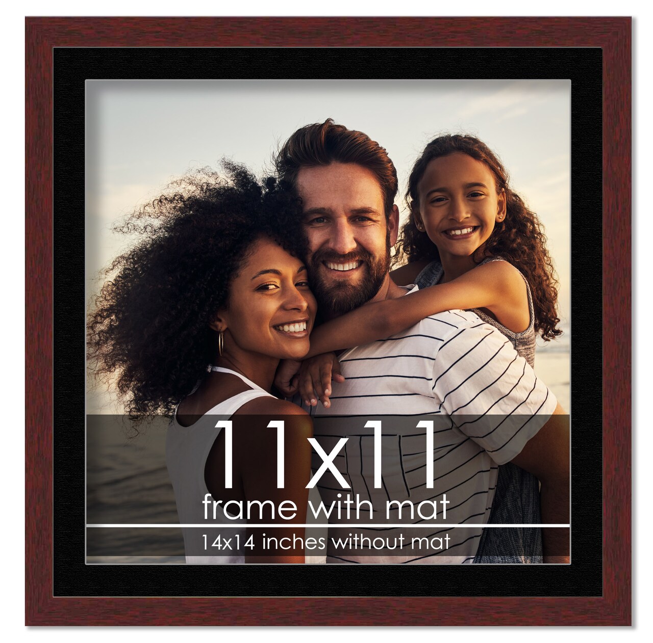 Brown Frame Wood Grain with Black Photo Mat, UV Acrylic Front, Foam Board Backing, 60 Sizes Available